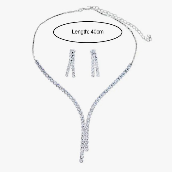 🌟 Set Elegant Rhinestones Necklace Earrings - Picture 4 of 4